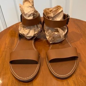 Madewell Brand New Tan Ankle Strap Flat Sandals Sz 8.5